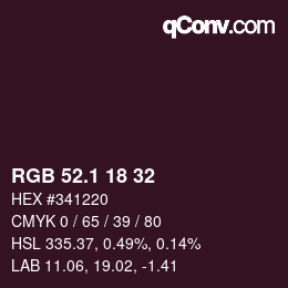 カラーコード: RGB 52.1 18 32 | qconv.com