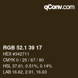 カラーコード: RGB 52.1 39 17 | qconv.com