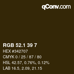 カラーコード: RGB 52.1 39 7 | qconv.com