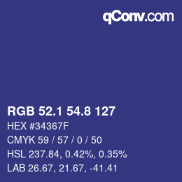 カラーコード: RGB 52.1 54.8 127 | qconv.com