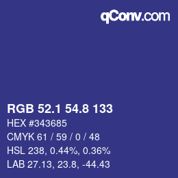 カラーコード: RGB 52.1 54.8 133 | qconv.com