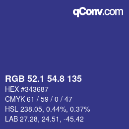 カラーコード: RGB 52.1 54.8 135 | qconv.com