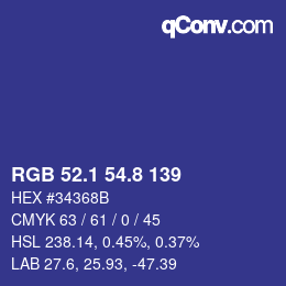 カラーコード: RGB 52.1 54.8 139 | qconv.com