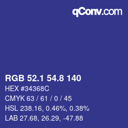 カラーコード: RGB 52.1 54.8 140 | qconv.com
