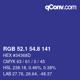 カラーコード: RGB 52.1 54.8 141 | qconv.com