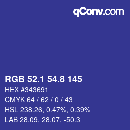 カラーコード: RGB 52.1 54.8 145 | qconv.com