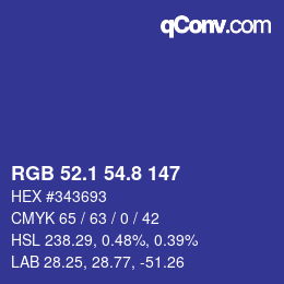 カラーコード: RGB 52.1 54.8 147 | qconv.com