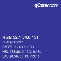 カラーコード: RGB 52.1 54.8 151 | qconv.com