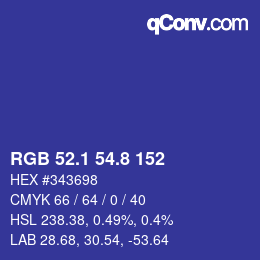 カラーコード: RGB 52.1 54.8 152 | qconv.com