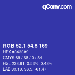 カラーコード: RGB 52.1 54.8 169 | qconv.com