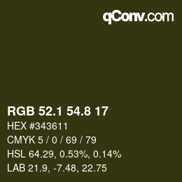 カラーコード: RGB 52.1 54.8 17 | qconv.com
