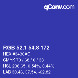 カラーコード: RGB 52.1 54.8 172 | qconv.com