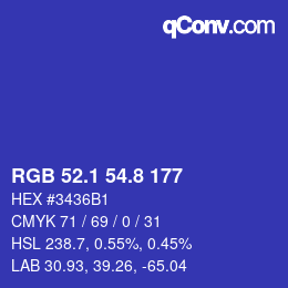 カラーコード: RGB 52.1 54.8 177 | qconv.com