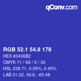 カラーコード: RGB 52.1 54.8 178 | qconv.com