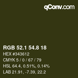 カラーコード: RGB 52.1 54.8 18 | qconv.com