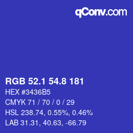 カラーコード: RGB 52.1 54.8 181 | qconv.com