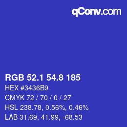 カラーコード: RGB 52.1 54.8 185 | qconv.com