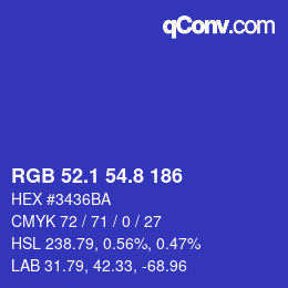 カラーコード: RGB 52.1 54.8 186 | qconv.com