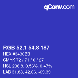 カラーコード: RGB 52.1 54.8 187 | qconv.com
