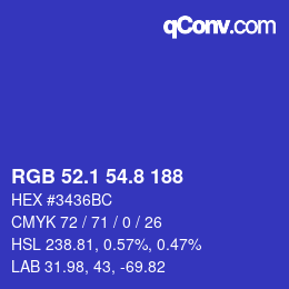 カラーコード: RGB 52.1 54.8 188 | qconv.com