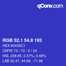 カラーコード: RGB 52.1 54.8 193 | qconv.com