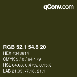 カラーコード: RGB 52.1 54.8 20 | qconv.com