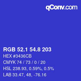 カラーコード: RGB 52.1 54.8 203 | qconv.com
