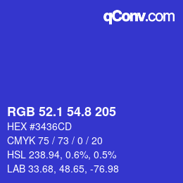 カラーコード: RGB 52.1 54.8 205 | qconv.com