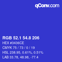 カラーコード: RGB 52.1 54.8 206 | qconv.com