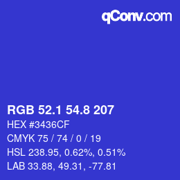 カラーコード: RGB 52.1 54.8 207 | qconv.com
