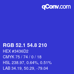 カラーコード: RGB 52.1 54.8 210 | qconv.com