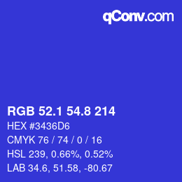カラーコード: RGB 52.1 54.8 214 | qconv.com