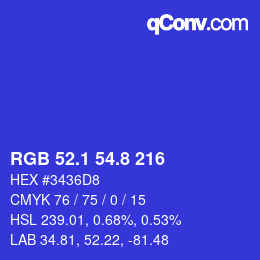 カラーコード: RGB 52.1 54.8 216 | qconv.com