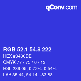 カラーコード: RGB 52.1 54.8 222 | qconv.com