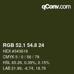 Color code: RGB 52.1 54.8 24 | qconv.com