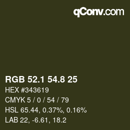 カラーコード: RGB 52.1 54.8 25 | qconv.com