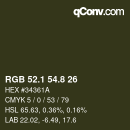 Color code: RGB 52.1 54.8 26 | qconv.com
