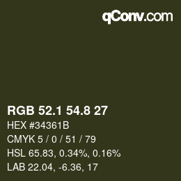カラーコード: RGB 52.1 54.8 27 | qconv.com