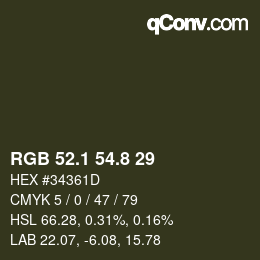 Color code: RGB 52.1 54.8 29 | qconv.com