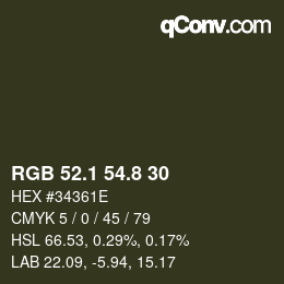 カラーコード: RGB 52.1 54.8 30 | qconv.com