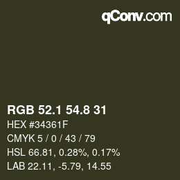 Color code: RGB 52.1 54.8 31 | qconv.com
