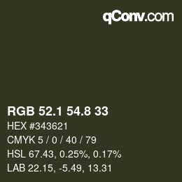 Color code: RGB 52.1 54.8 33 | qconv.com
