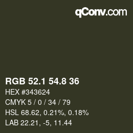 Color code: RGB 52.1 54.8 36 | qconv.com
