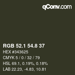 カラーコード: RGB 52.1 54.8 37 | qconv.com