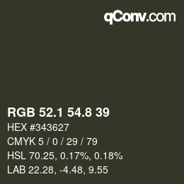 カラーコード: RGB 52.1 54.8 39 | qconv.com