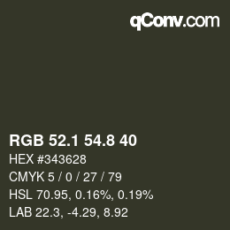 カラーコード: RGB 52.1 54.8 40 | qconv.com