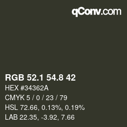 カラーコード: RGB 52.1 54.8 42 | qconv.com