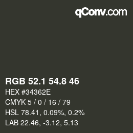 Color code: RGB 52.1 54.8 46 | qconv.com