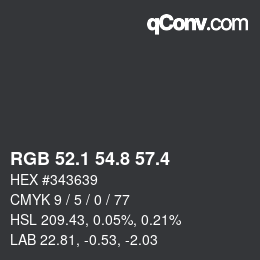 カラーコード: RGB 52.1 54.8 57.4 | qconv.com