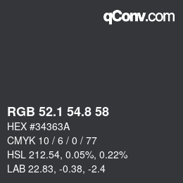 Color code: RGB 52.1 54.8 58 | qconv.com
